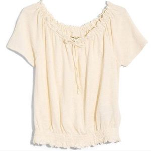 Madewell Textured Cream Blouse with a Vintage Vibe